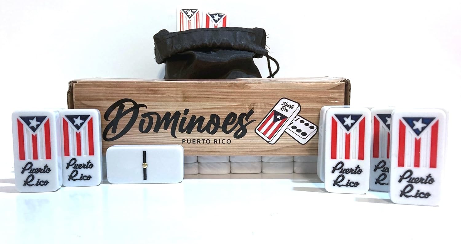 Juego de dominó doble seis de Puerto Rico, calidad premium, patrimonio cultural, 28 azulejos, sin caja, viene con bolsa de viaje, juego de dominó de