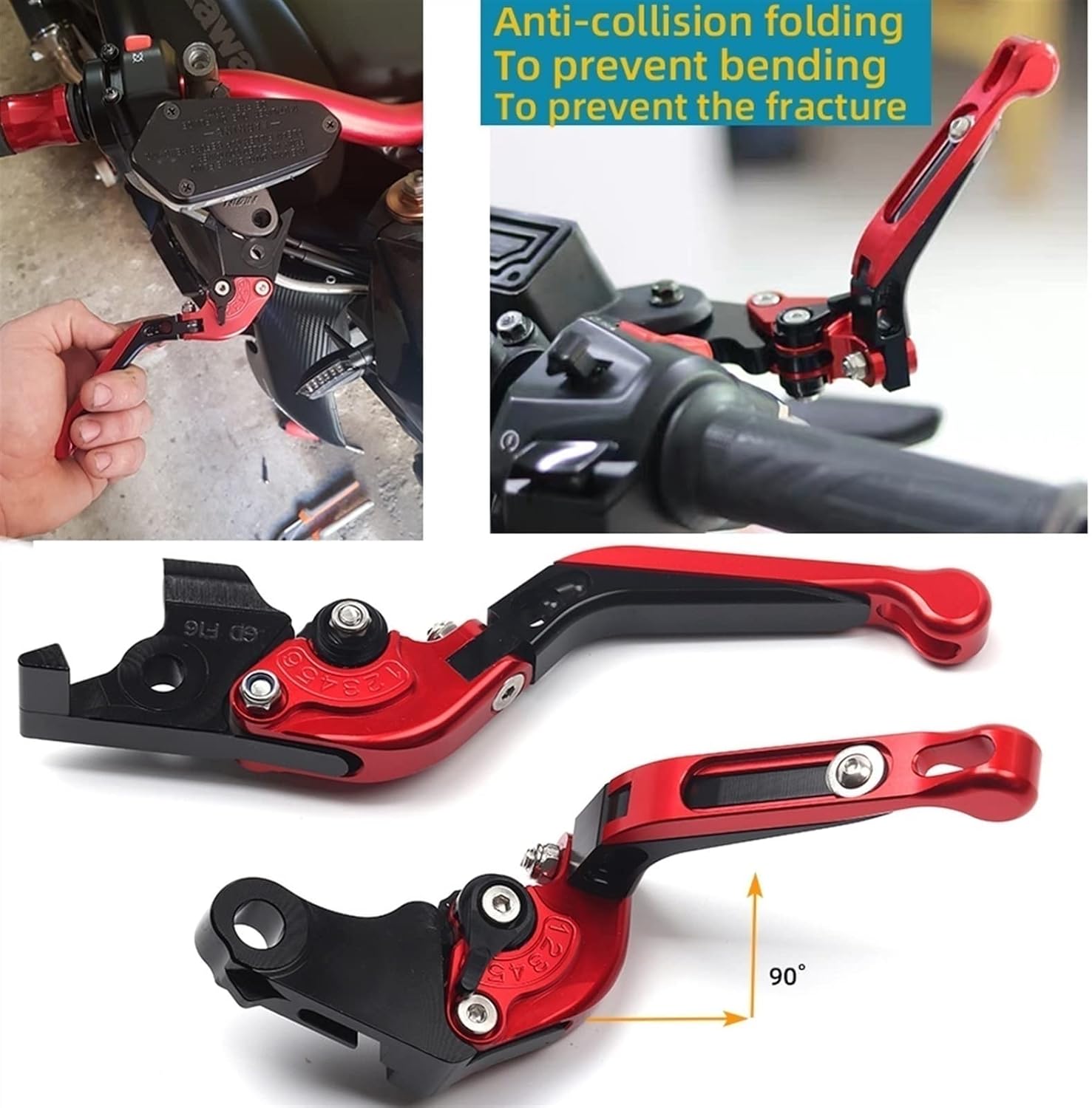 DOUKI Para Yamaha FZ25 FZ 25 FZ-25 2017-2023 Empuñaduras de motocicleta Manillar CNC Aluminio Ajustable Palancas de embrague de freno Palanca (Color
