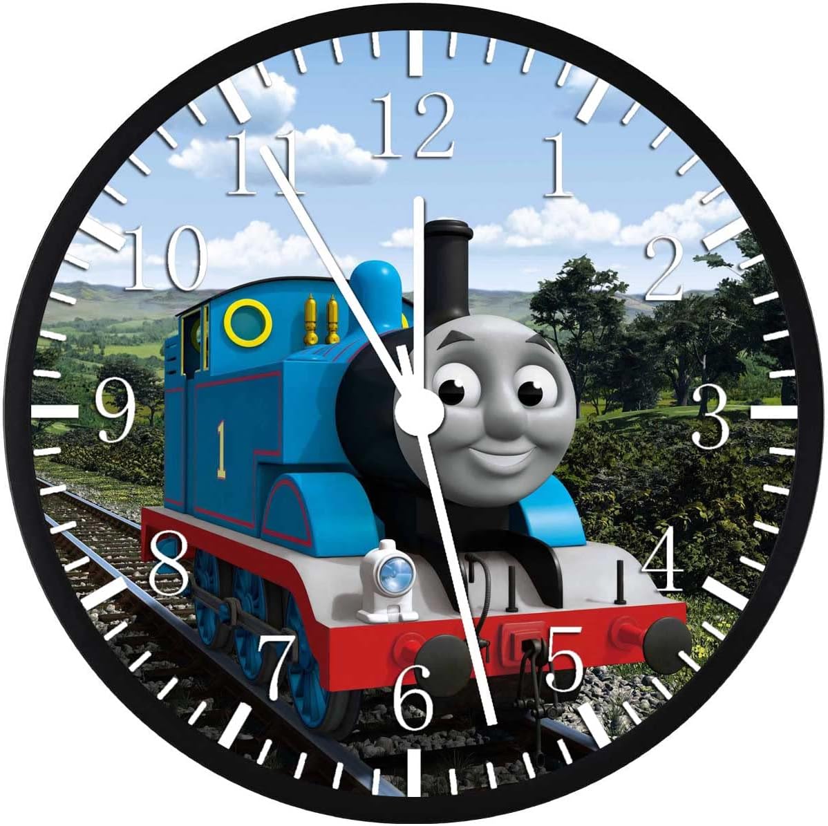 The Train Thomas – Reloj de pared grande de 12 pulgadas con cara de cristal transparente, silencioso, sin tictac, bonito para regalo o decoración,
