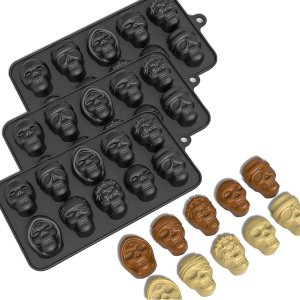 Juego de moldes de calavera 3D de 10 cavidades, molde de silicona para cubitos de hielo, para enfriar, whisky, cócteles, bebidas, pudín, chocolate, Juego de moldes de calavera 3D de 10 cavidades, molde de silicona para cubitos de hielo, para enfriar, whisky, cócteles, bebidas, pudín, chocolate,