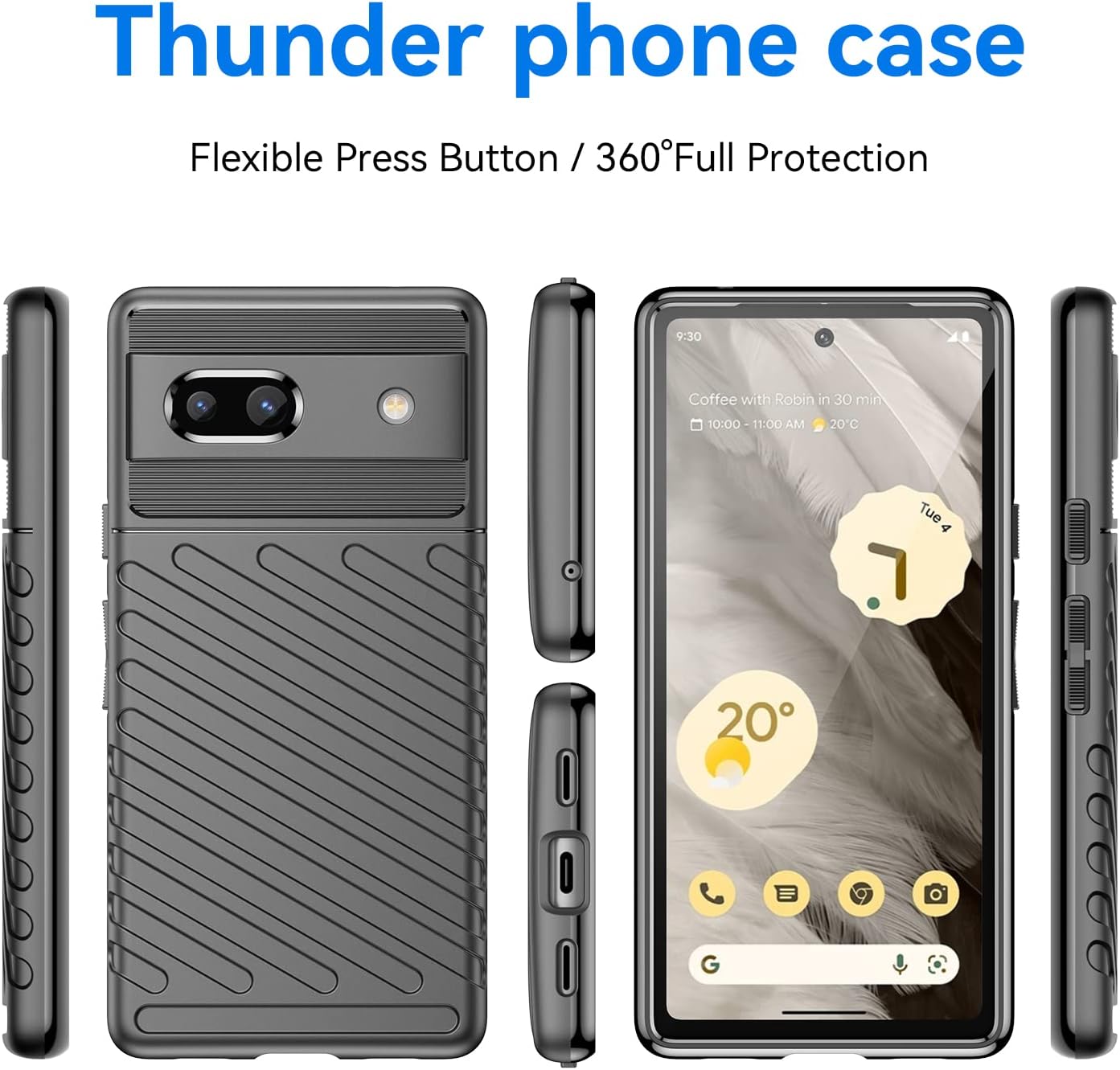 Funda para Google Pixel 7A 5G, silicona suave y delgada, fibra de carbono, antiarañazos, a prueba de golpes, flexible, de goma fina, TPU,
