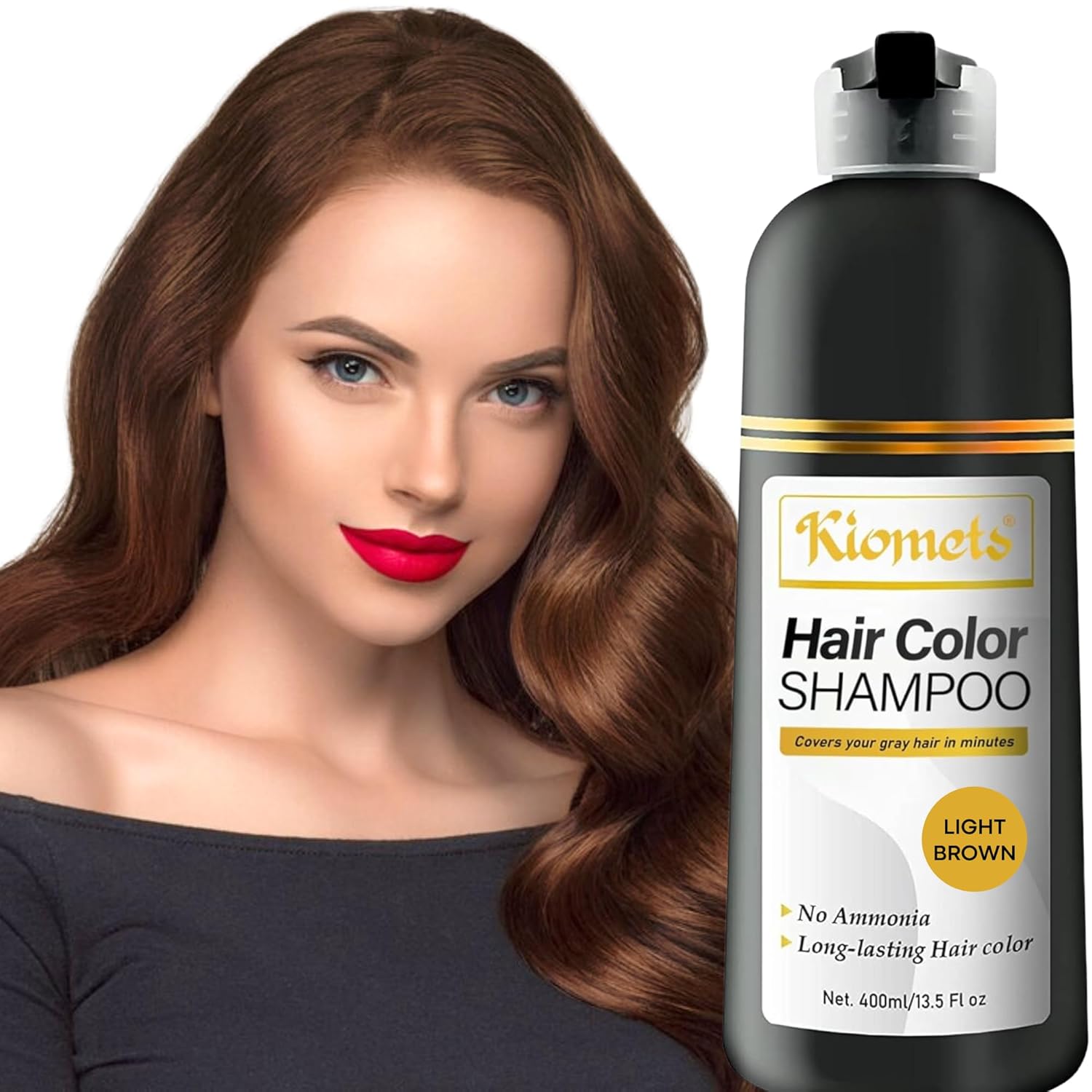 KILOMETS Champú de tinte para el cabello castaño claro 3 en 1, champú de color para el cabello, cobertura de canas, sin amoníaco, regalo de