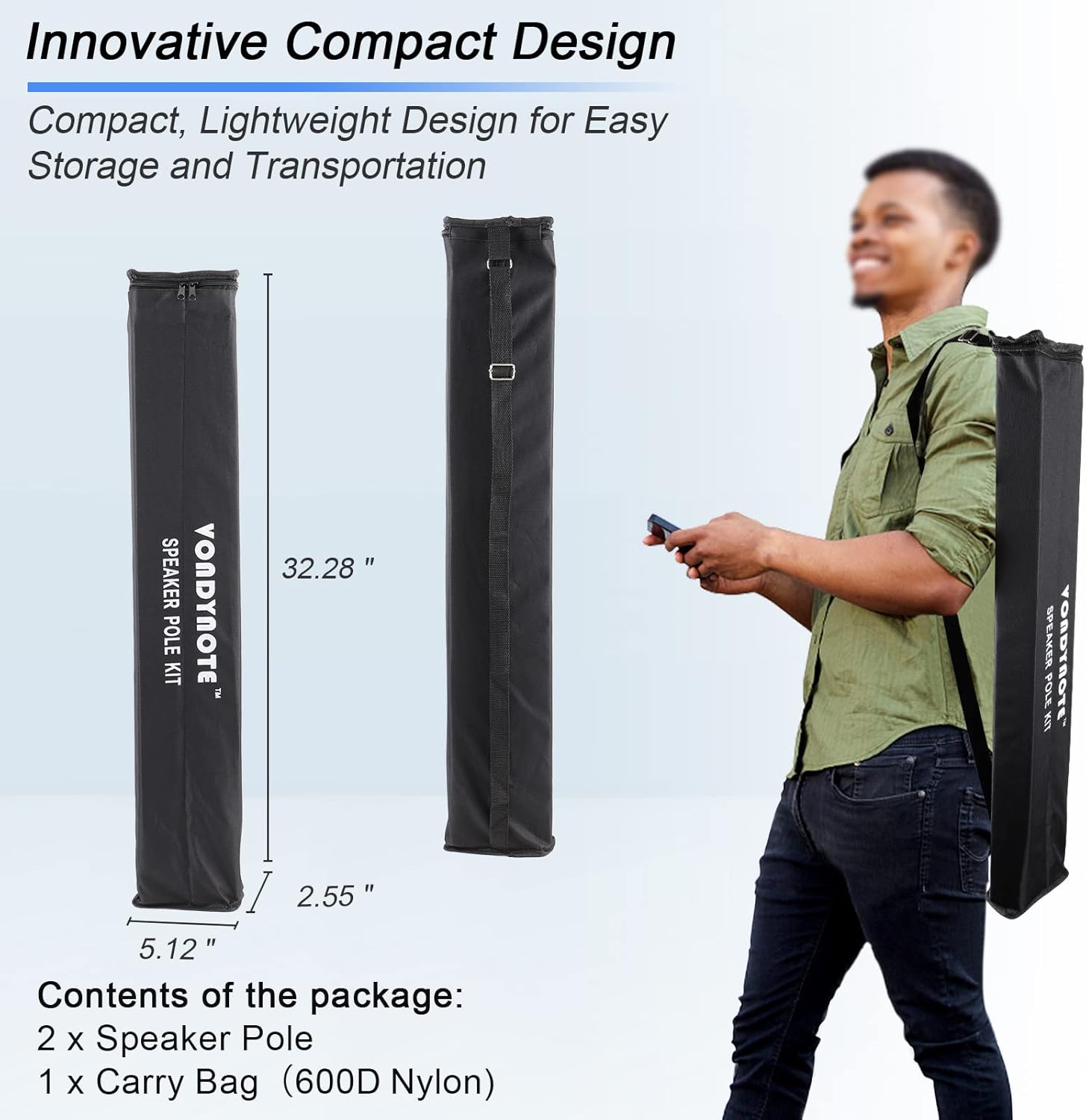 Poste de altavoz múltiple para subwoofer con ajuste de altura para montaje roscado M20 y montaje de 1.378 in con bolsa de transporte, juego de 2