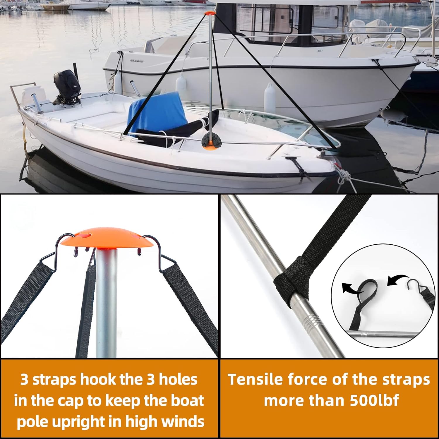 Tuszom Paquete de 2 postes de soporte para cubierta de barco con bolsa de almacenamiento de correas, bolsa de arena