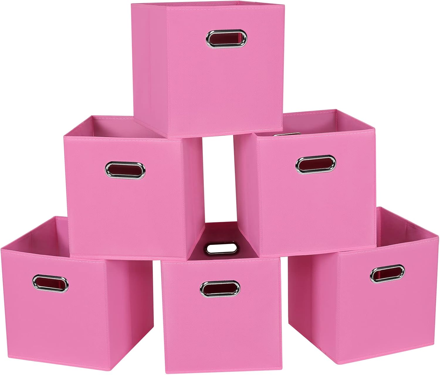 Contenedores de almacenamiento de tela de tela, organizadores de cubos de tela con asas dobles, canastas de almacenamiento plegables para el hogar y