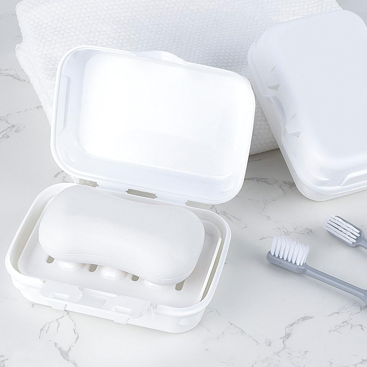DODAMOUR Contenedor de jabón de viaje, 2 piezas, funda de jabón portátil con tapa, jabonera de plástico, para el hogar, al aire libre, senderismo,