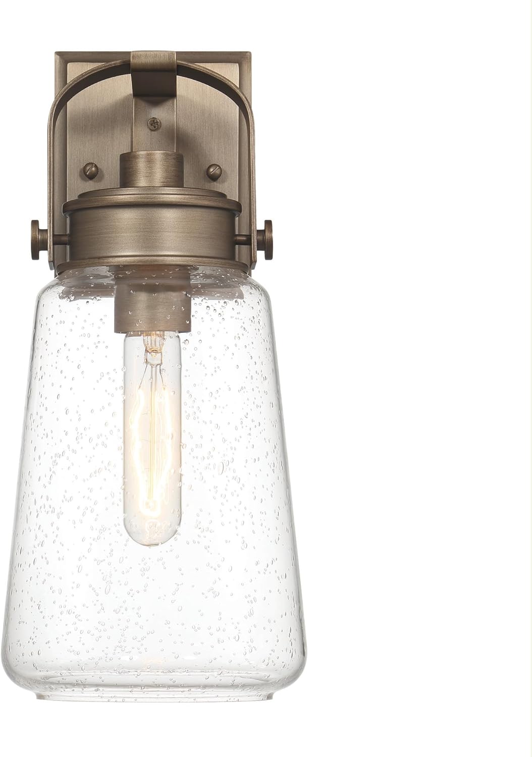 Robert Stevenson Lighting Gage – Lámpara industrial de vidrio y metal para exteriores, color oro toscano