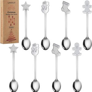 URATOT 8 cucharas de acero inoxidable para Navidad, café, té, postre, cucharas mezcladoras, rellenos de calcetines de Navidad URATOT 8 cucharas de acero inoxidable para Navidad, café, té, postre, cucharas mezcladoras, rellenos de calcetines de Navidad