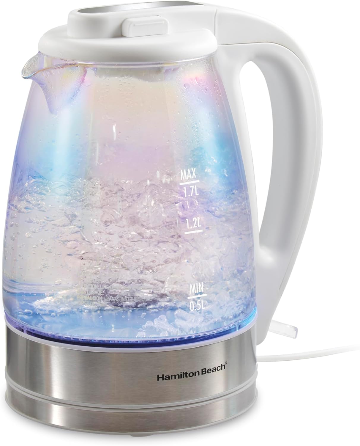 Hamilton Beach Hervidor de té eléctrico de 1.7L, caldera de agua y calentador, filtro de malla integrado, apagado automático y protección para