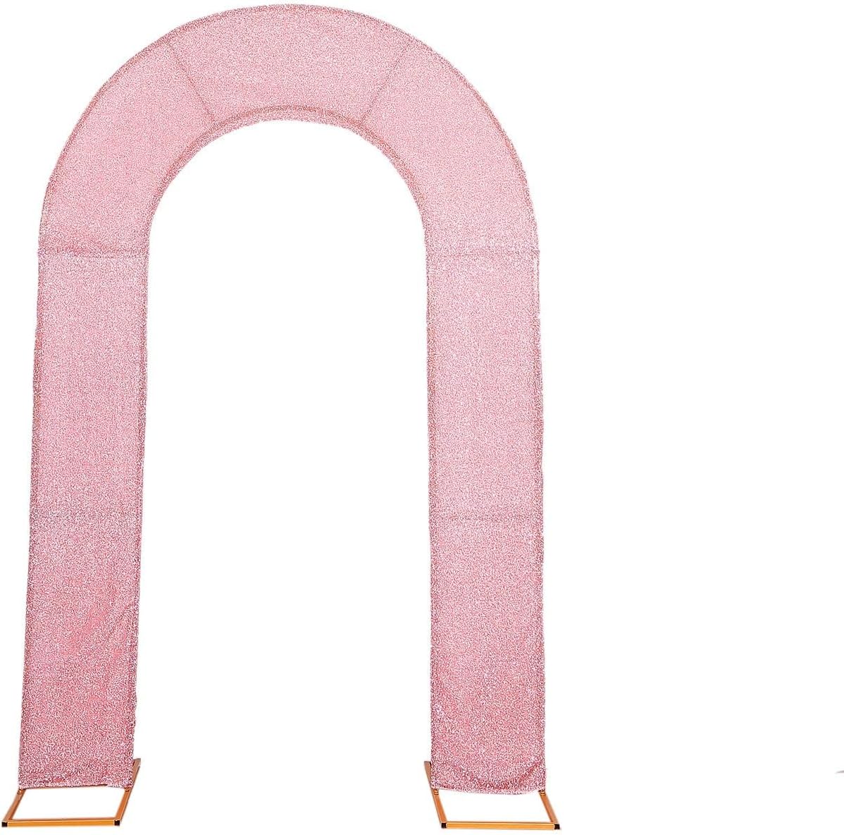 Efavormart – Cubierta de telón de fondo de arco abierto de 7 pies, color oro rosa brillante, de elastano, con doble cara en forma de U, para arco de