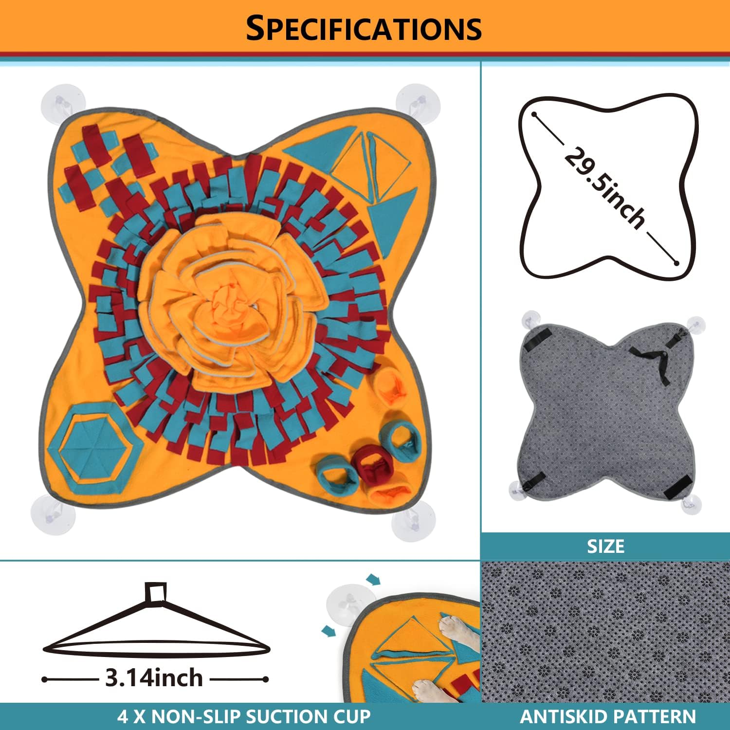 Alfombrilla antideslizante para alimentación de mascotas, 28 x 28 pulgadas, juguetes interactivos de rompecabezas para cachorros, alimentador lento
