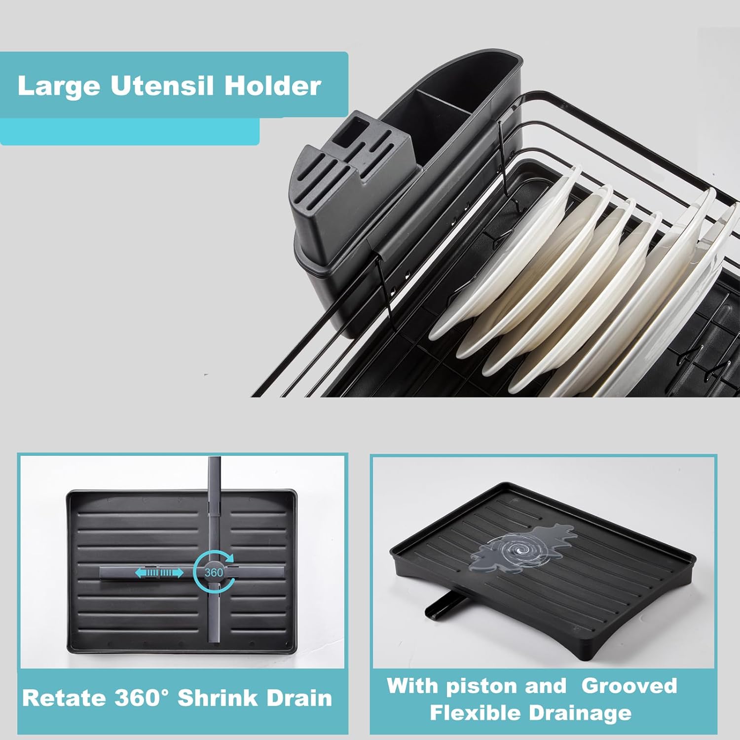 Estante de secado de vajilla de acero inoxidable y escurridor de platos para encimera de cocina, ahorro de espacio, estante de vajilla desmontable