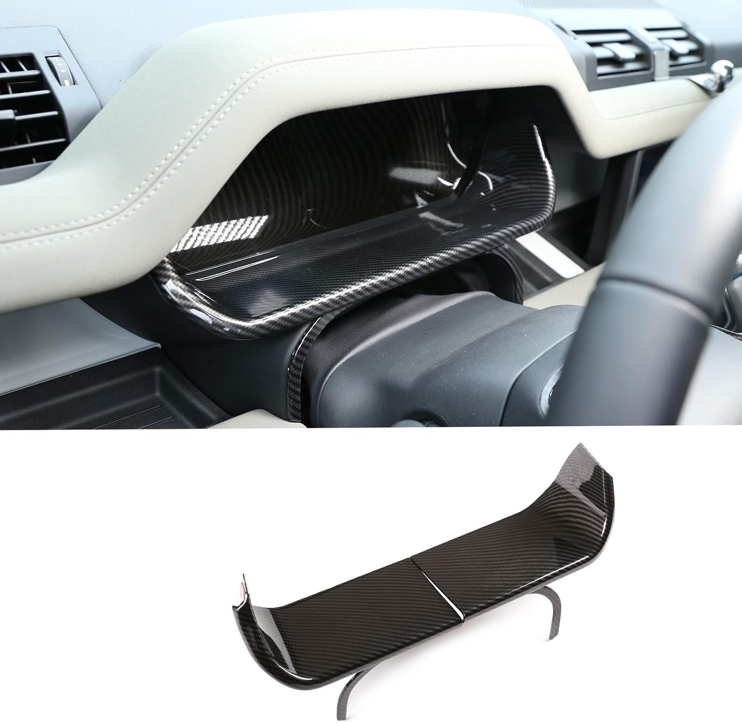 CHEYA Cubierta decorativa para tablero de instrumentos de automóvil ABS para Land Rover Defender 110 2020 (estilo de fibra de carbono)