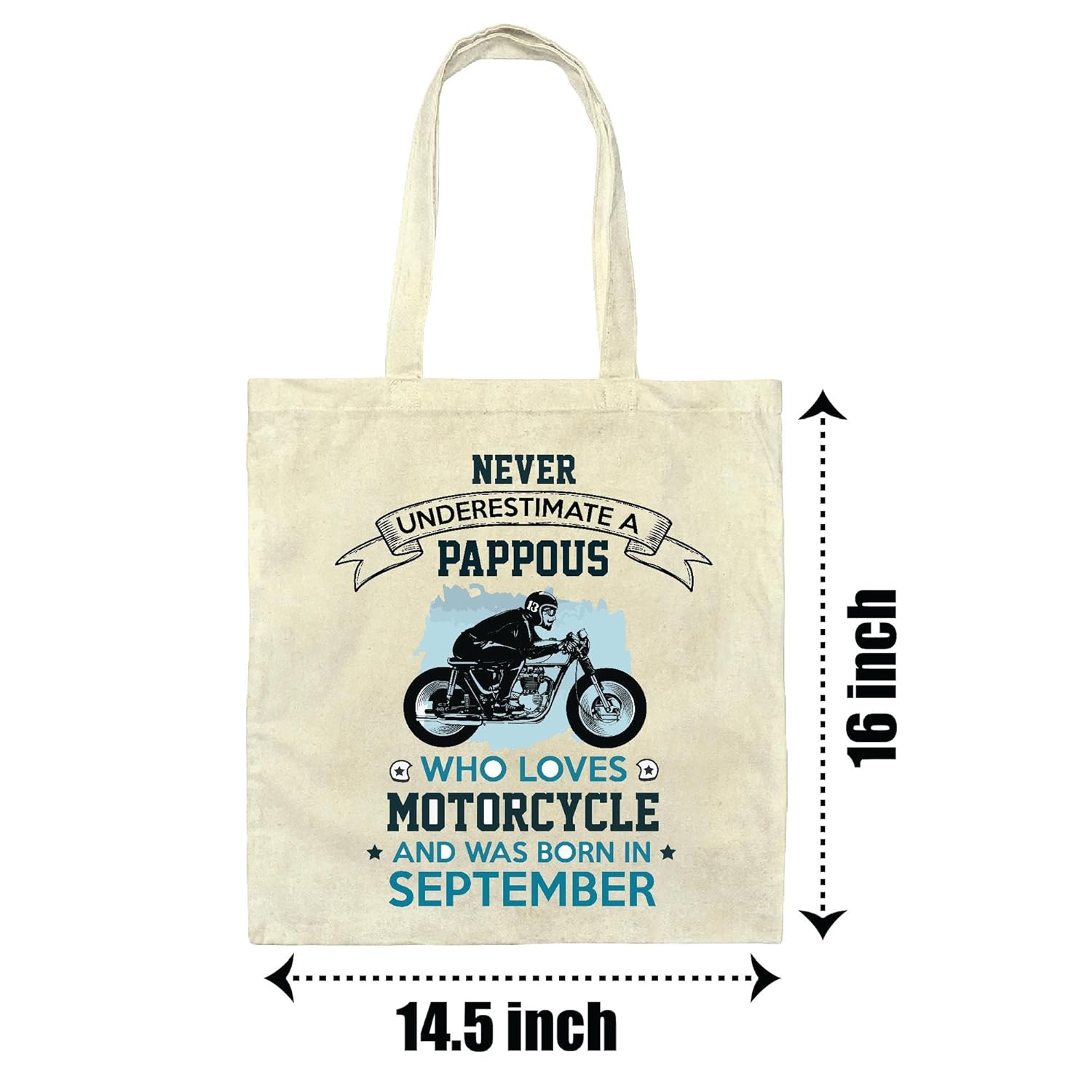 Motorcycle Loving DADA Born in OCTOBER Perfect Gift Idea Natural White Multicolor Canvas Tote Bag