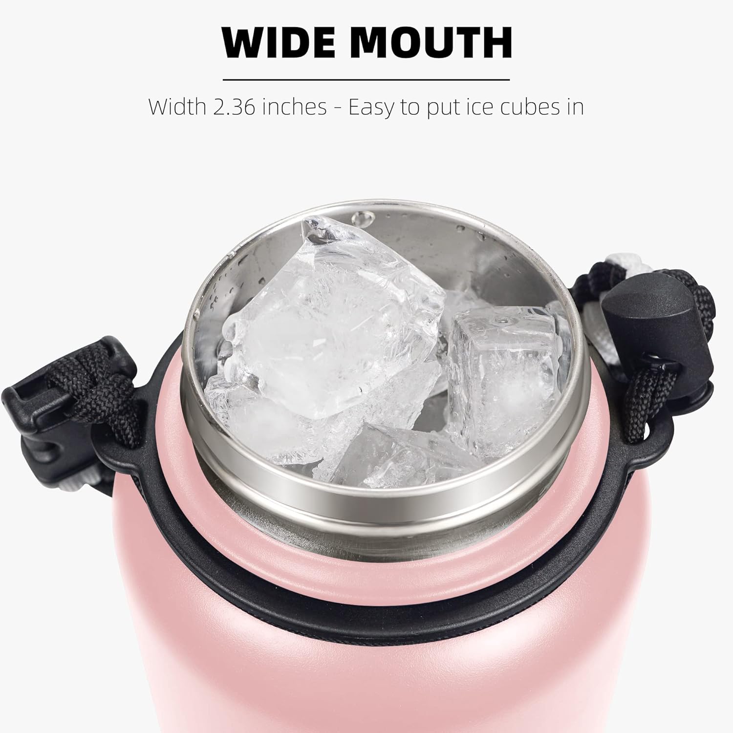 Fanhaw Botella de agua de acero inoxidable aislada de 40 onzas con tapa para beber, a prueba de fugas y sudor, con tapa antipolvo (rosa)