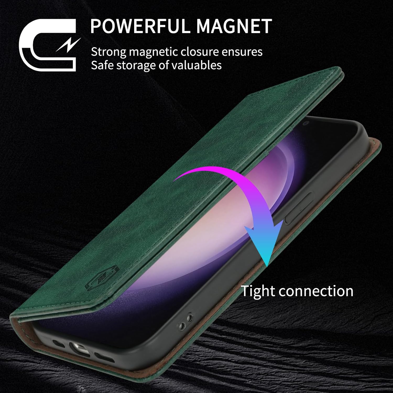 Funda tipo cartera para Samsung Galaxy S23 con bloqueo RFID, soporte de ranura para tarjetas, funda protectora de cuero con tapa magnética fuerte
