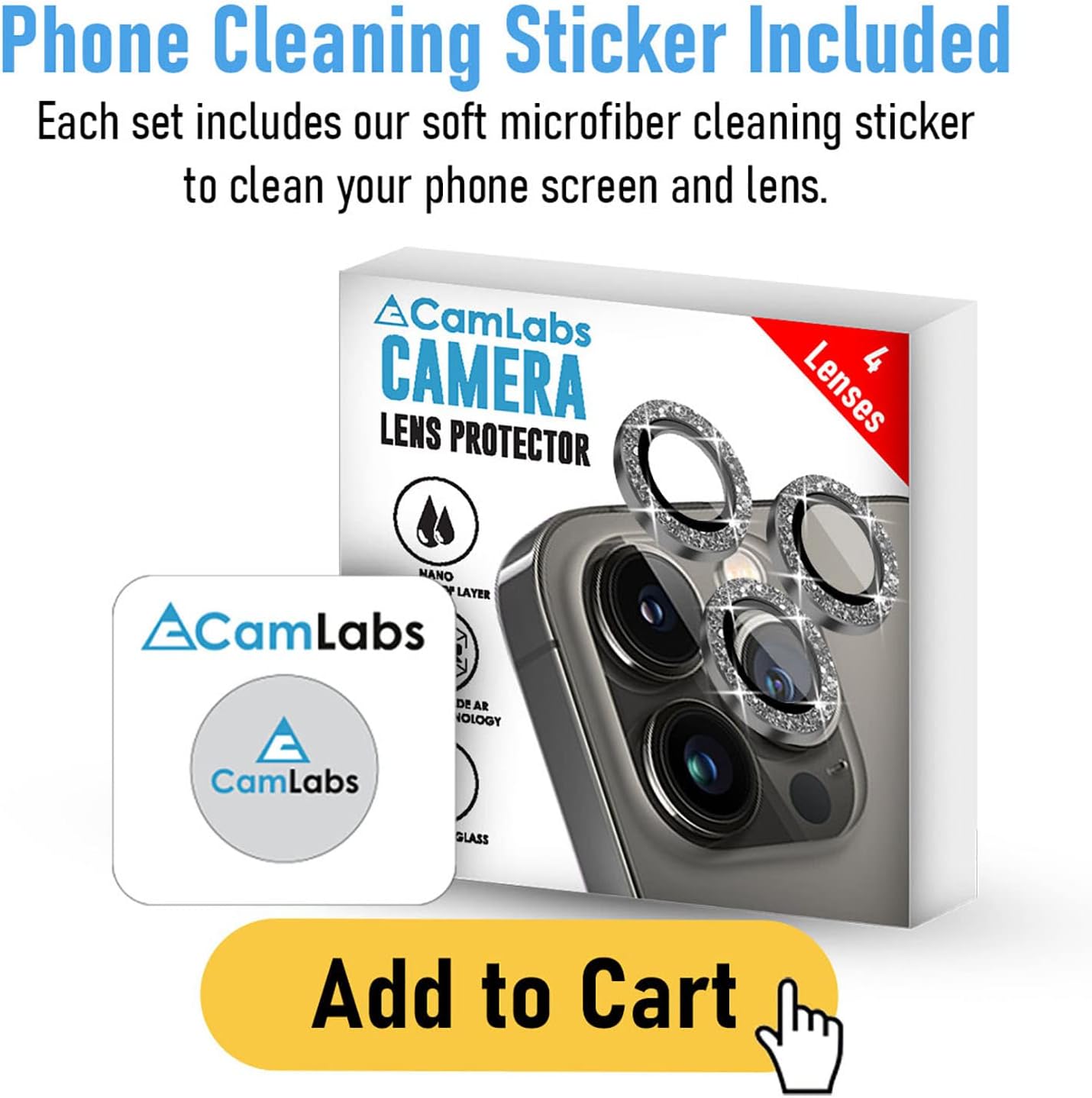 3+1 Protector de lente de cámara CamLabs iPhone 13 Pro y iPhone 13 Pro Max  Juego de 4 piezas antiarañazos, vidrio templado de dureza 9H, compatible