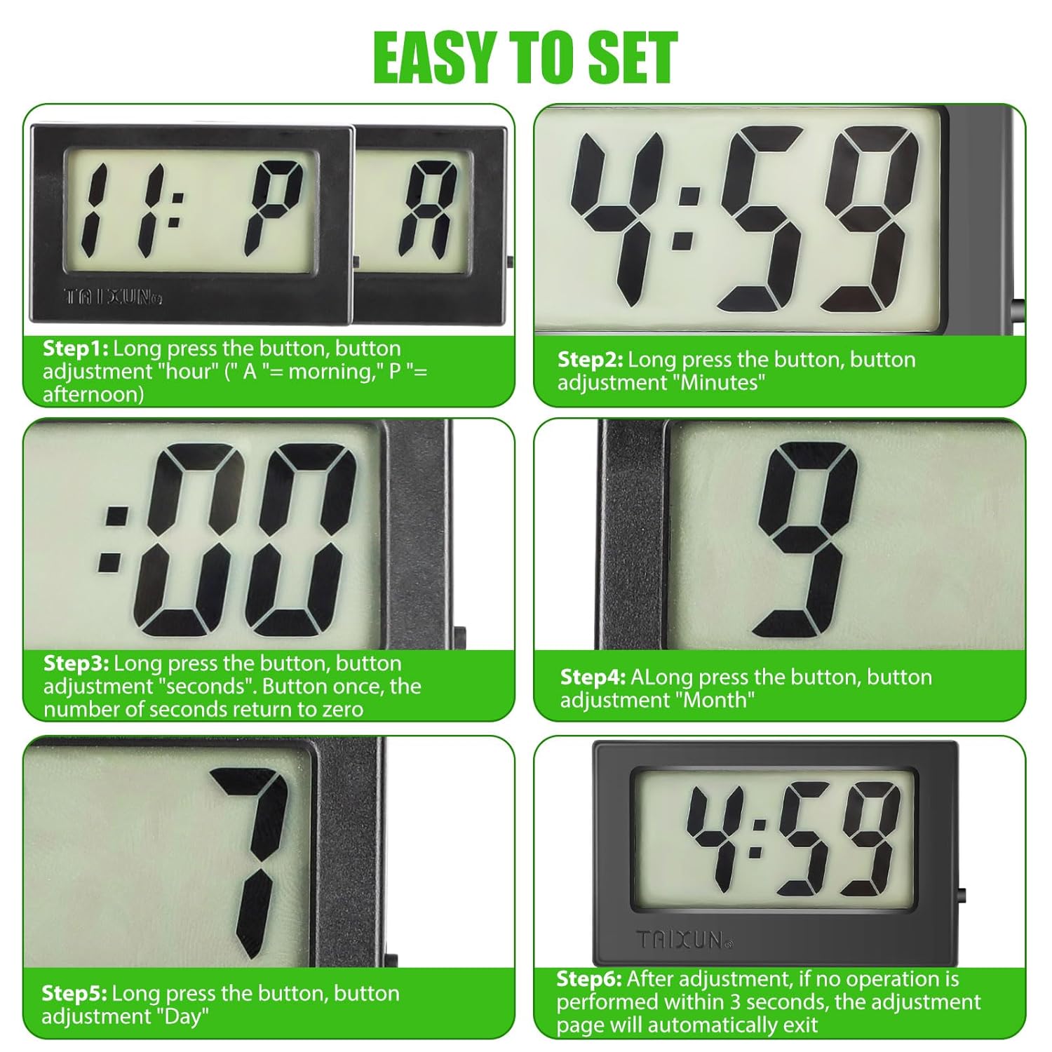 Linkstyle 2 relojes digitales para tablero de instrumentos de automóvil, mini reloj para automóvil, camión, horario, reloj digital electrónico para