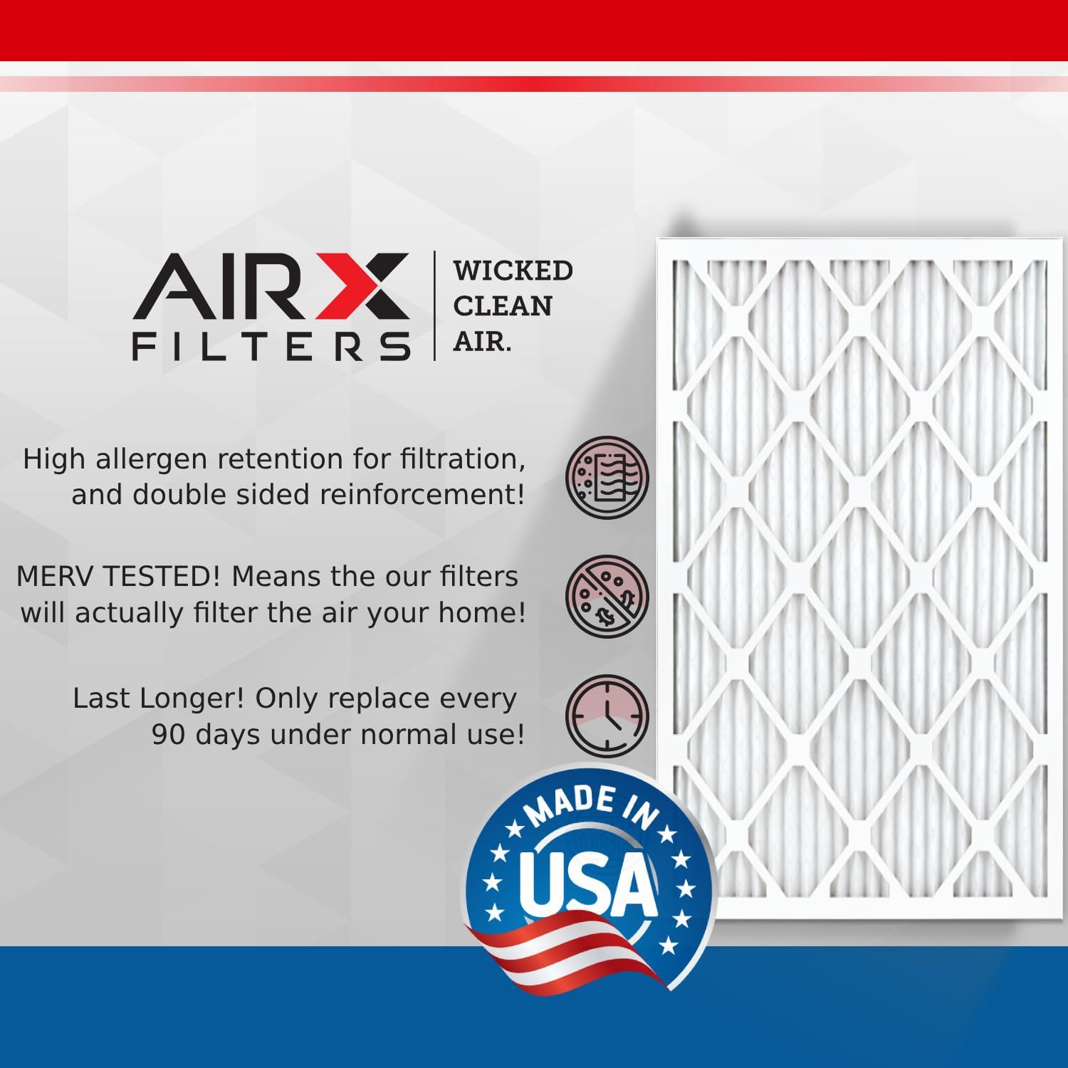 AIRX FILTERS WICKED CLEAN AIR. Filtro de aire acondicionado plisado electrostático MERV 11 de 18 x 24 x 1, paquete de 4 filtros de horno HVAC AC