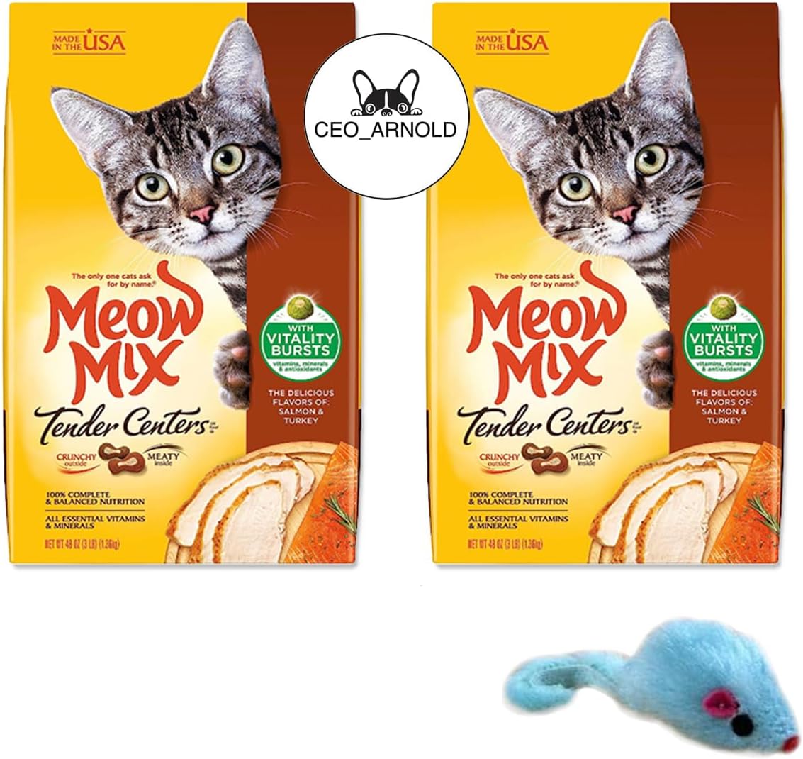 CEO_ARNOLD Tender Centers – Paquete de comida para gatos, 2 bolsas (3 libras cada bolsa) Meow Mix Tender Centers Alimento seco para gatos Sabores de