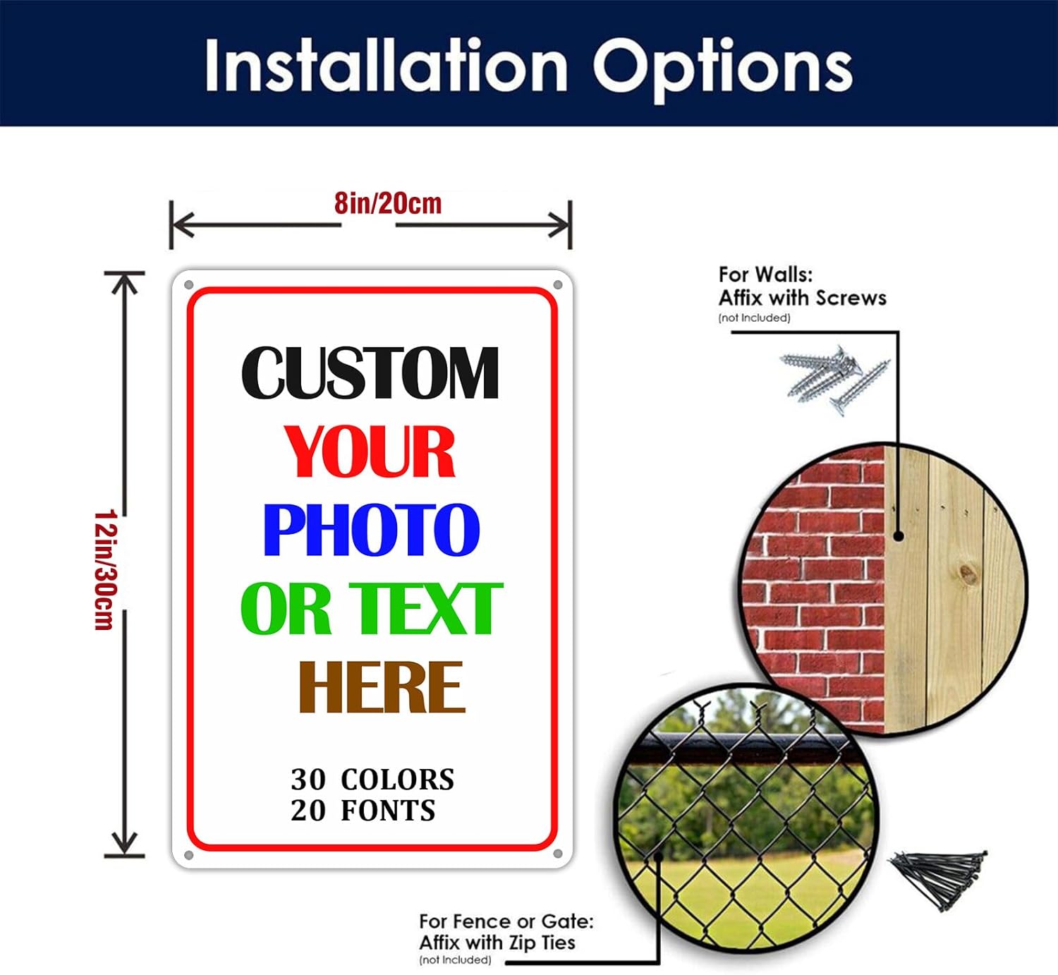 Letrero de metal personalizado para añadir tu imagen de texto, decoración para oficina, hogar, carretera, jardín, intersección, estacionamiento,