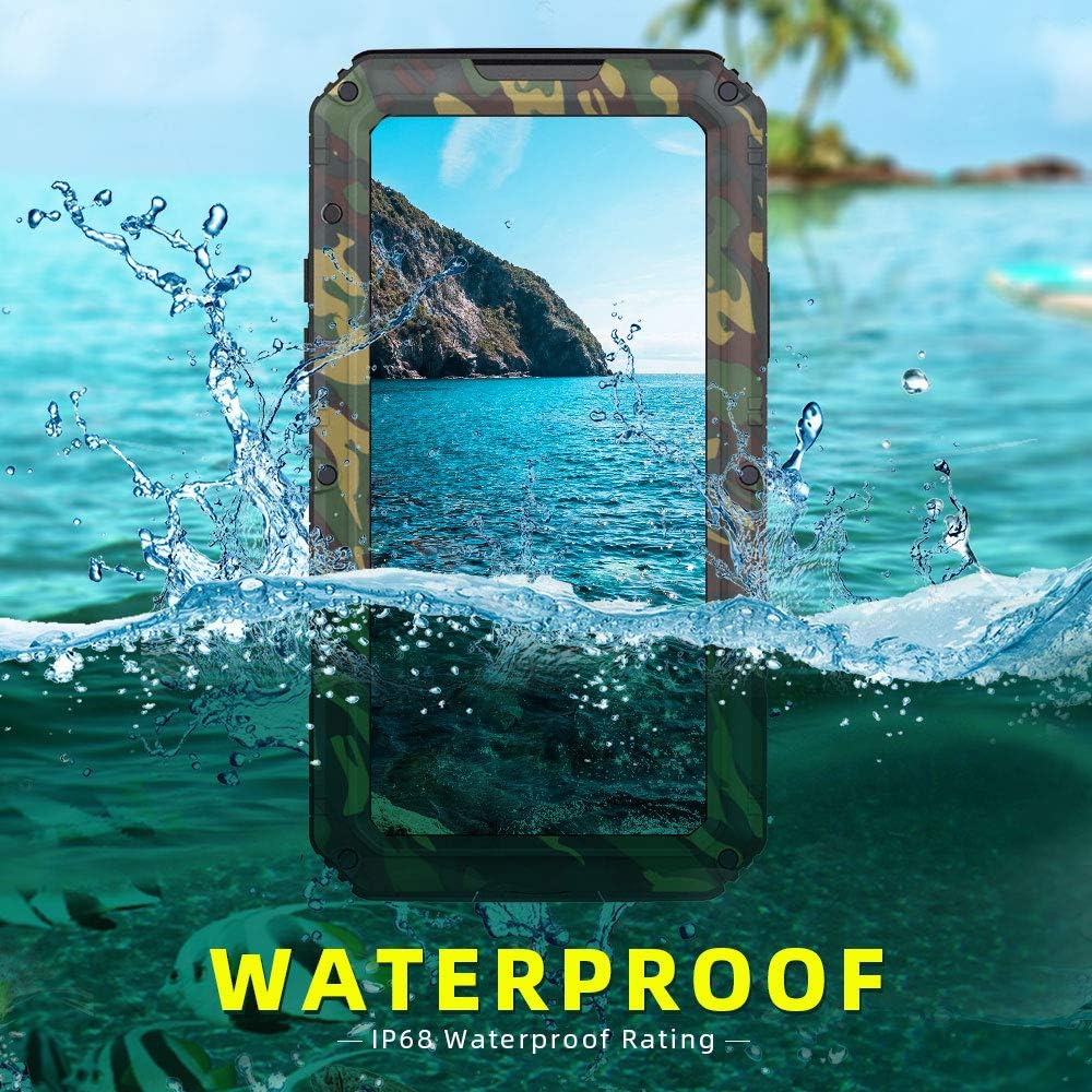 Mitywah Funda a prueba de golpes compatible con iPhone XXS, funda protectora de cuerpo completo impermeable con aleación de aluminio resistente a