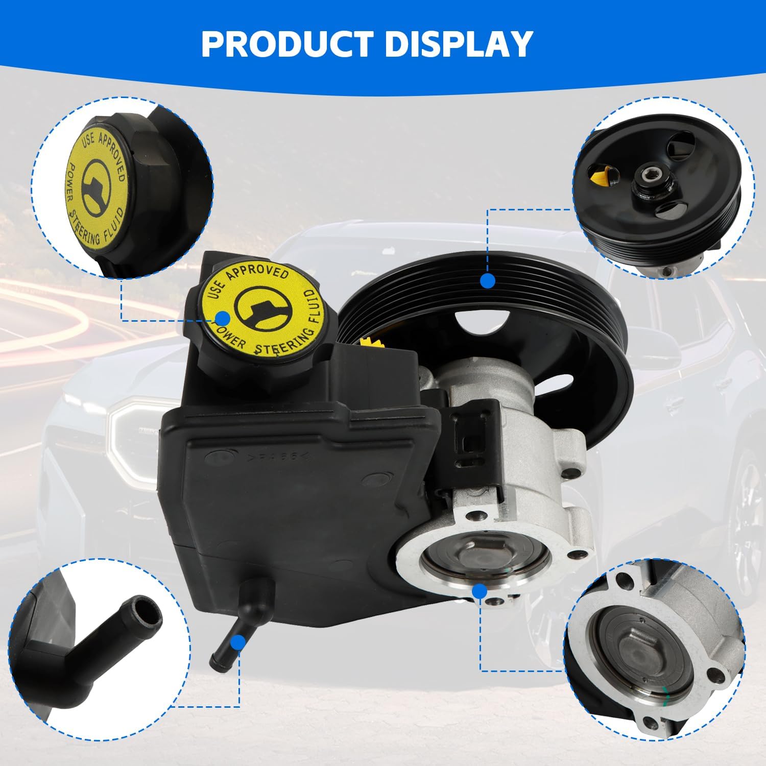DAYSYORE Bomba de dirección asistida 20-38771 86-00274 se adapta a 1997-2001 Jeep-Cherokee L6 4.0L, para 1998-2003 XJ Wrangler L6 4.0L piezas de