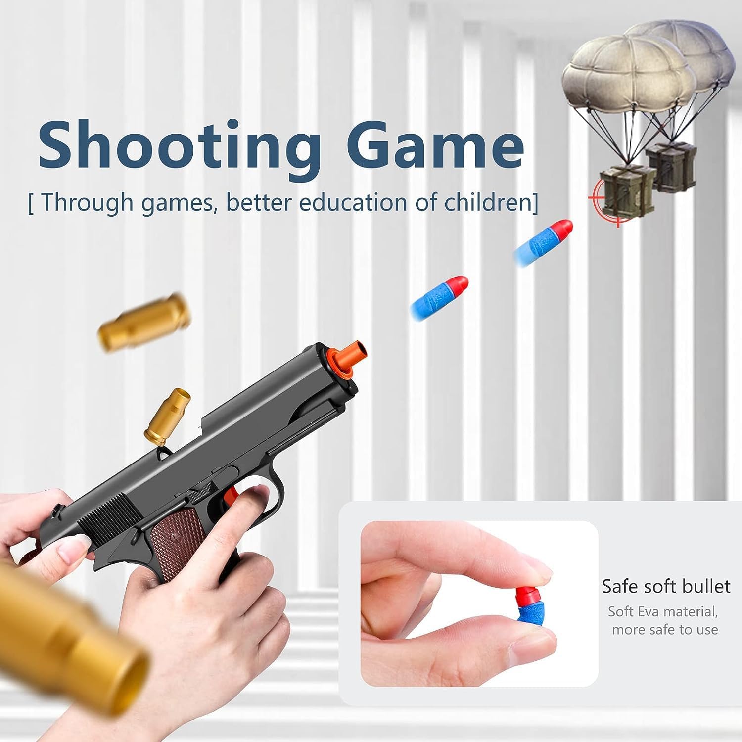 Pistola de juguete modelo educativo de balas de espuma suave, juegos de disparos de pistola de juguete suave, pistola de juguete de bala suave,