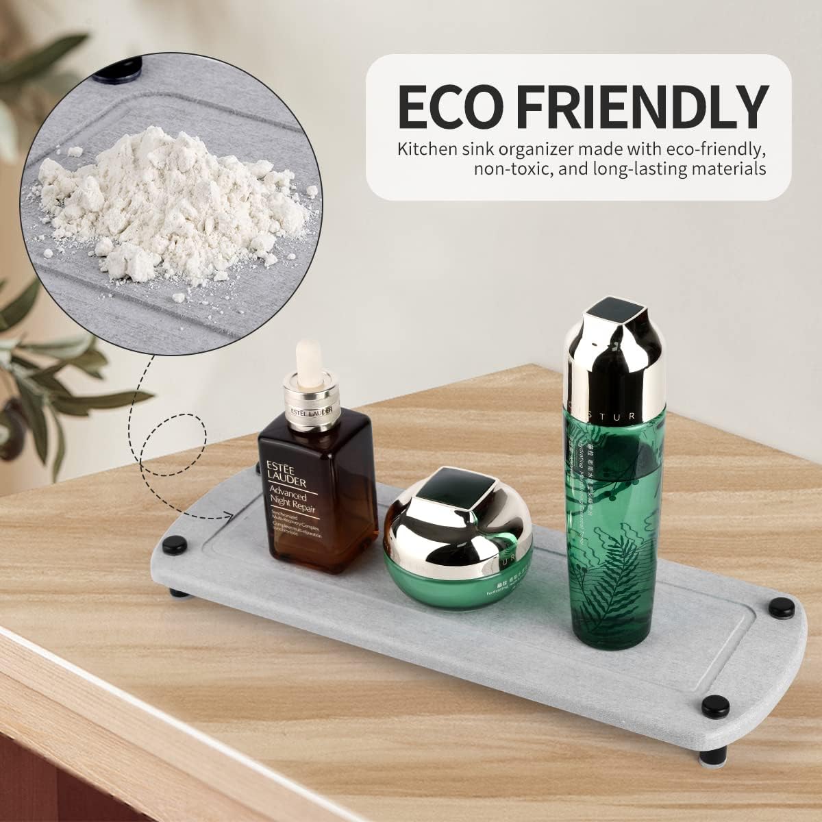 Organizador de fregadero de secado instantáneo, organizador de fregadero de cocina de secado rápido para jabón, cepillo de dientes, necesidades