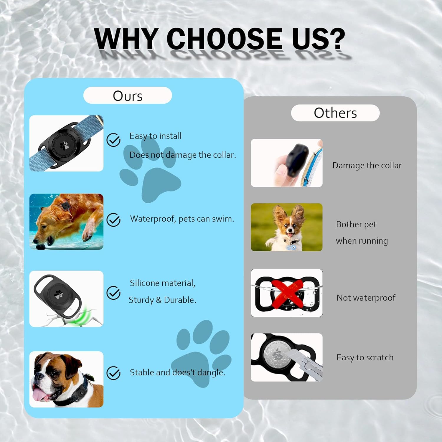 Airtag – Soporte para collar de perro, 2 unidades, funda protectora impermeable para Apple AirTag, duradera y ligera con protección de cuerpo