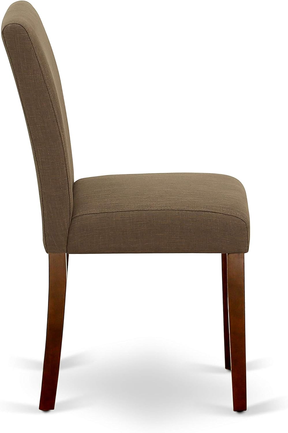 East West Furniture ABP3T18 Parson – Juego de 2 sillas acolchadas de tela de lino para comedor, color caoba