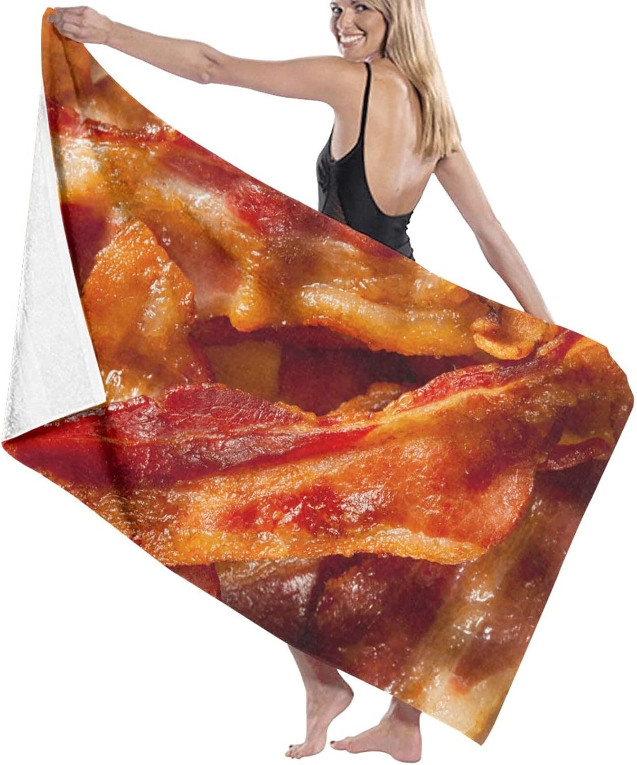 Toallas de playa, toallas de baño de tocino, súper suaves, altamente absorbentes, de secado rápido, multiusos, para baño, ducha, deportes, gimnasio,