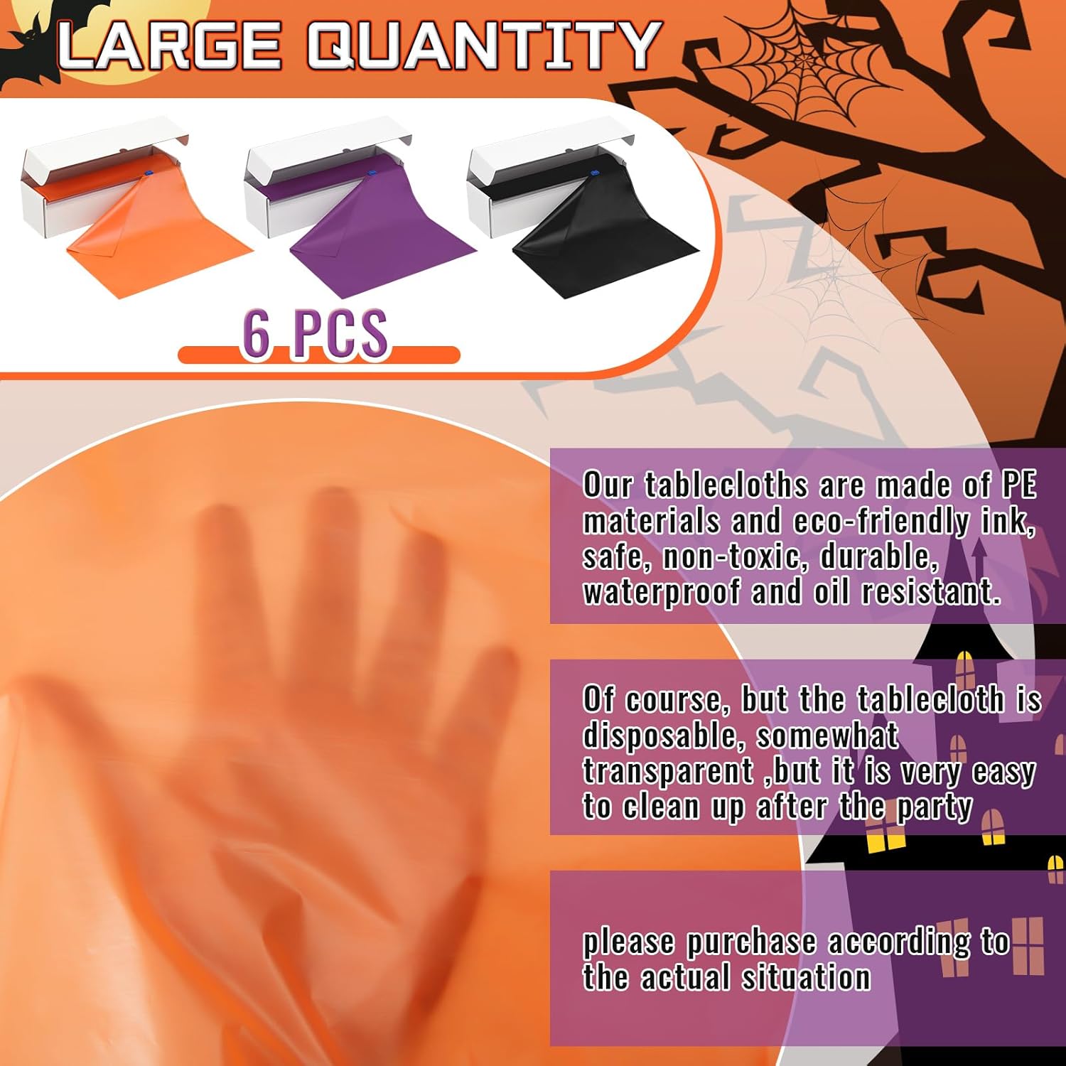 Mantel de plástico desechable de 54 pulgadas x 100 pies para fiestas, banquetes, bodas, cumpleaños, Navidad, decoraciones de aniversario (naranja,