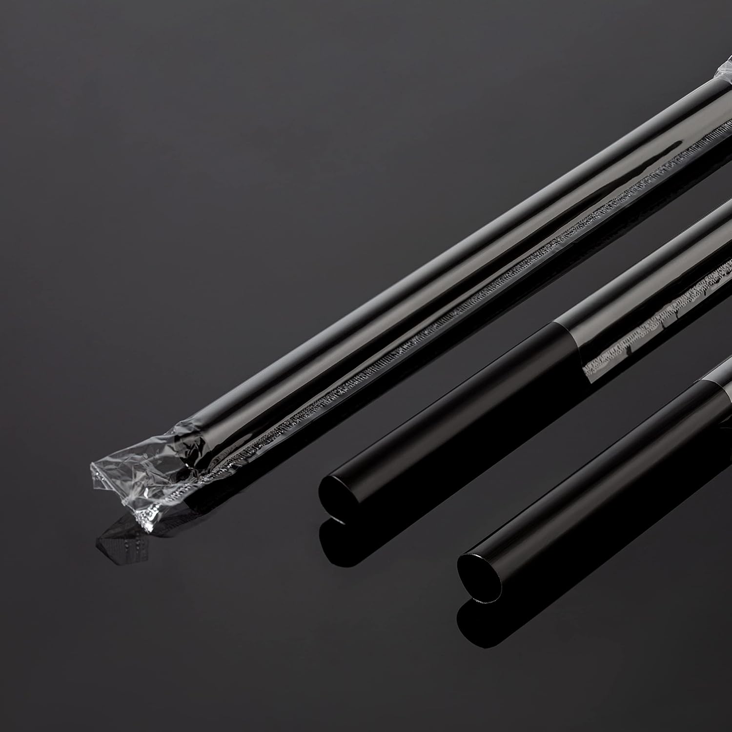 Pajitas de batido negras jumbo extra anchas envueltas individualmente, paquete de 100 unidades, licuado de 0.47 pulgadas, sin BPA, popote de té