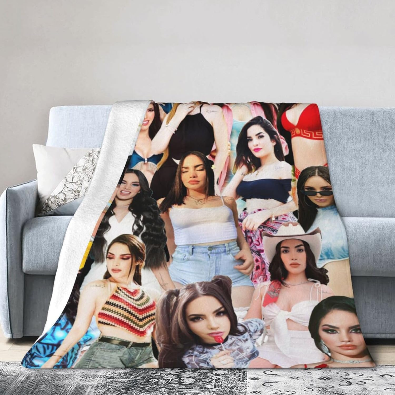 Kimberly Loaiza – Manta de lana suave y cómoda para sofá, oficina, coche, camping, yoga, viajes, decoración del hogar, acogedora manta de playa de