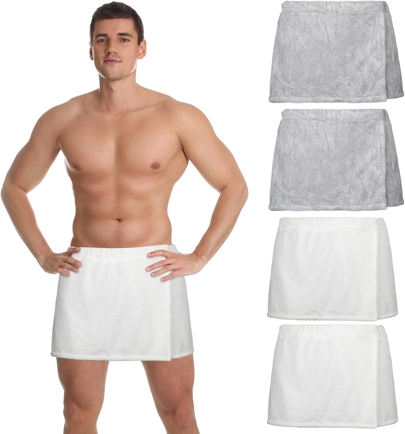 Mixweer 4 piezas de toallas de baño para hombre, pantalones cortos, envoltura de ducha para hombres, 11.81 pulgadas, toalla con cierre para hombres,