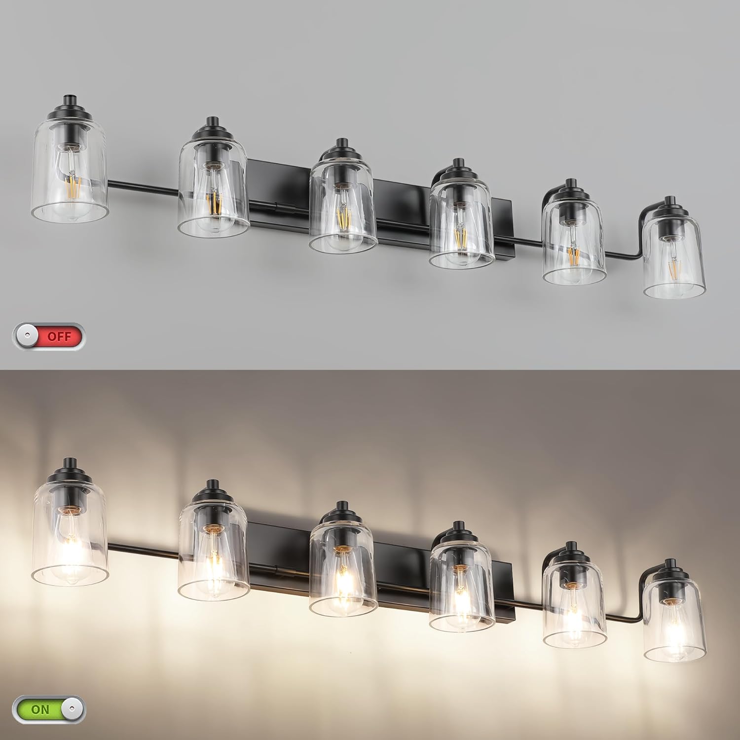 SOLFART 6 luces de tocador para espejo negro accesorios de baño negro lámpara de tocador lámpara de baño accesorios de pared montaje en pared 50