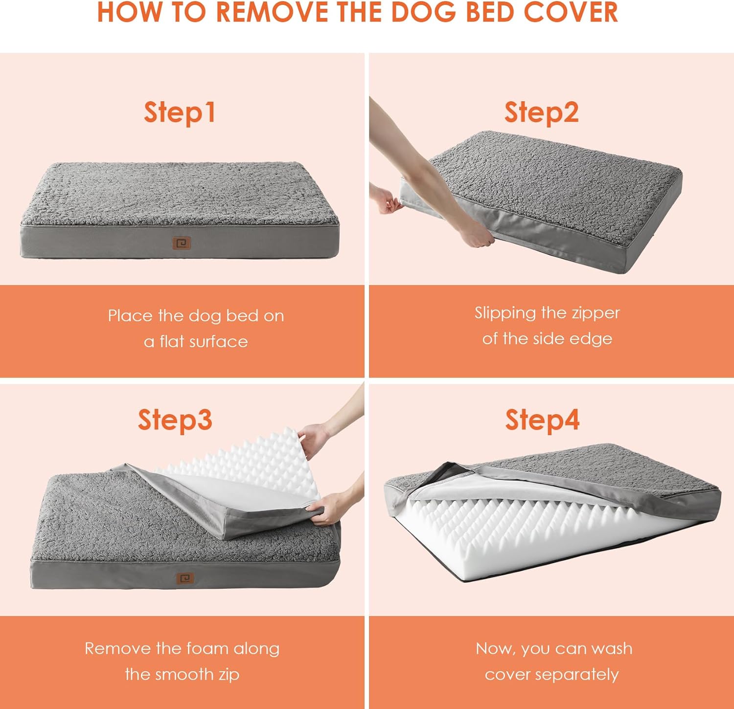 EHEYCIGA Camas lavables para perros extragrandes, cama para perros XL con funda extraíble para jaula, cama ortopédica de espuma para mascotas,