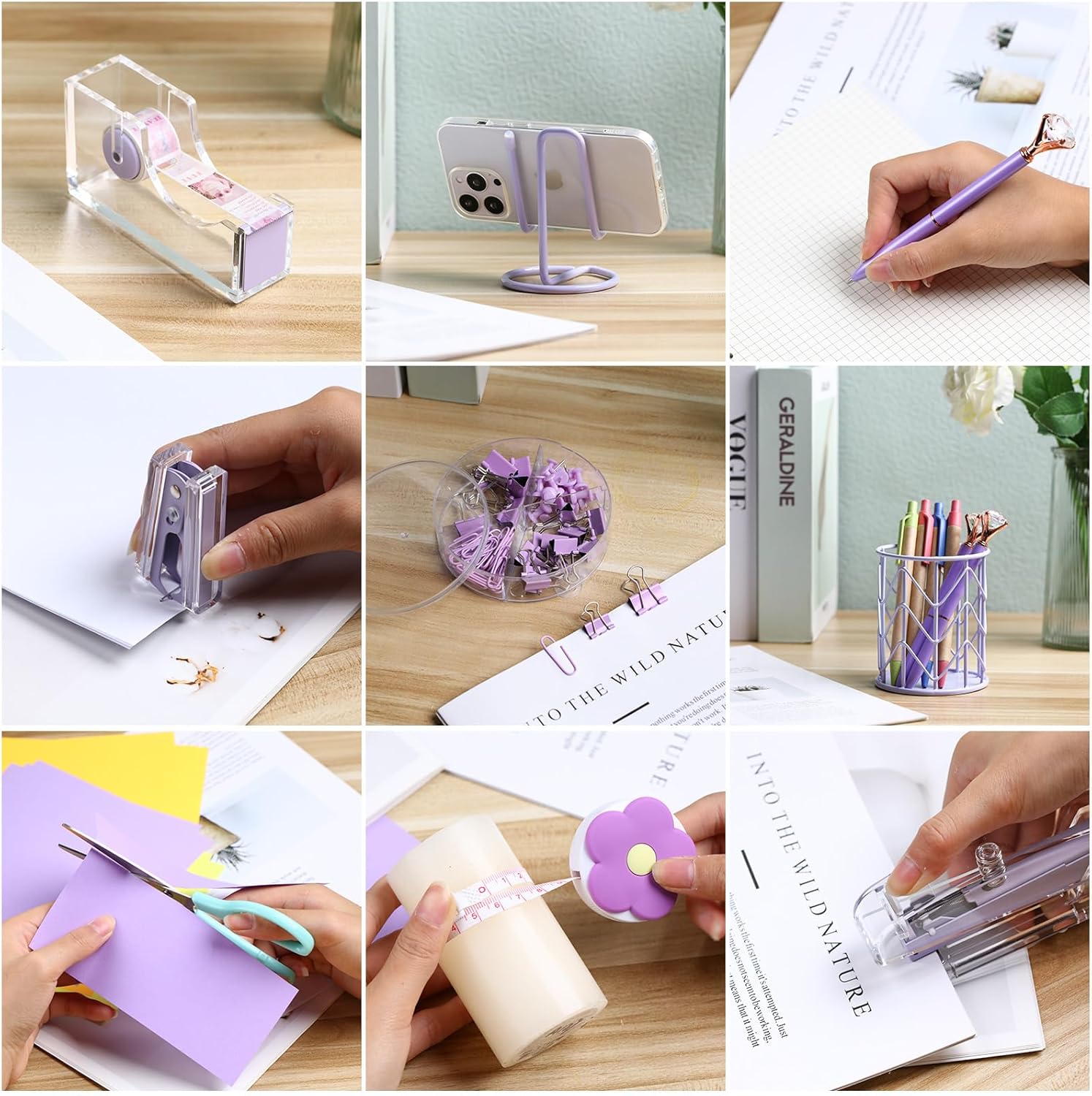 El kit de 14 accesorios de escritorio incluye grapadora, removedor de grapas, soporte para bolígrafos, caja de notas, organizador de malla metálica,