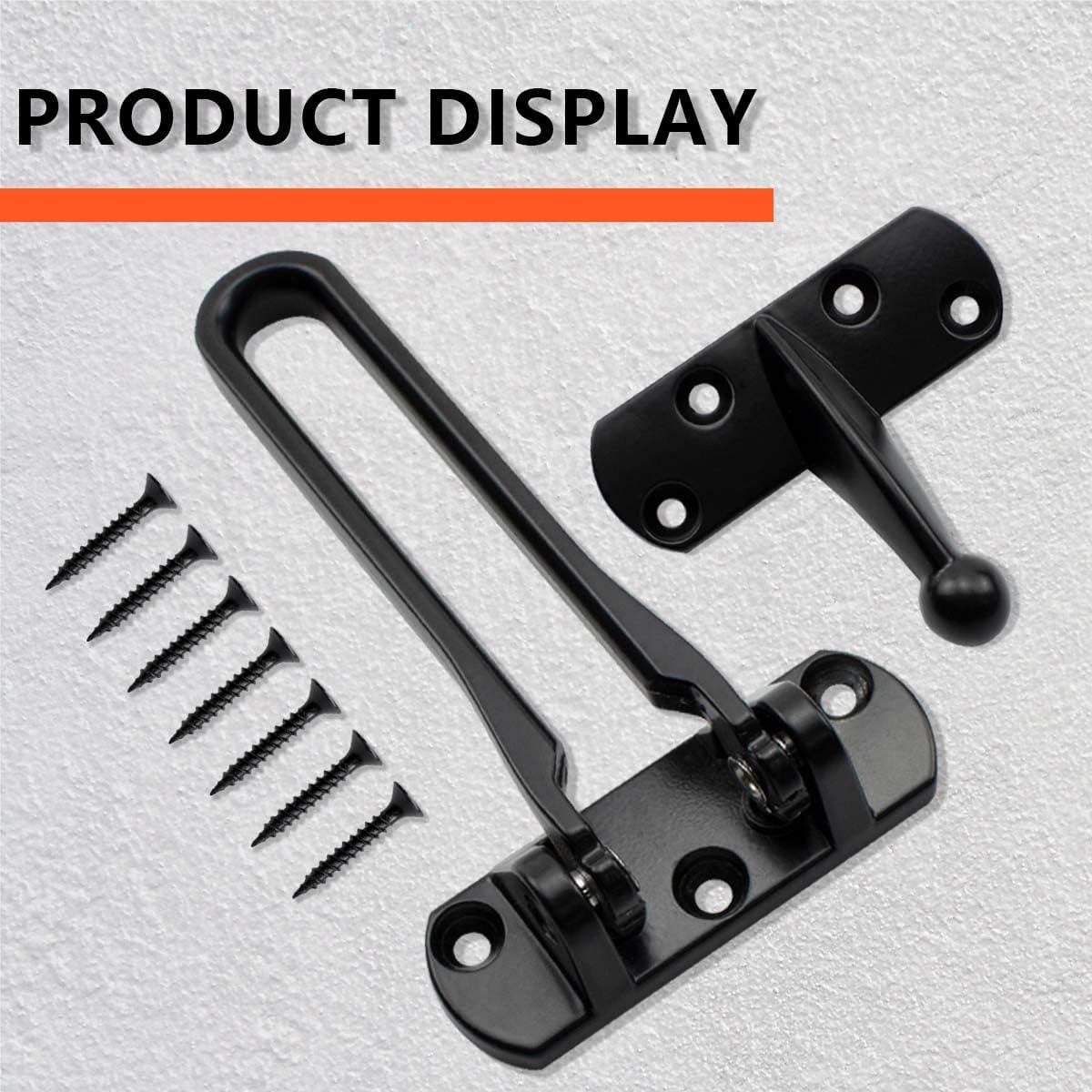 Cerradura de puerta Barra oscilante Protector de puerta 2-12″ de alta seguridad para el hogar (negro)