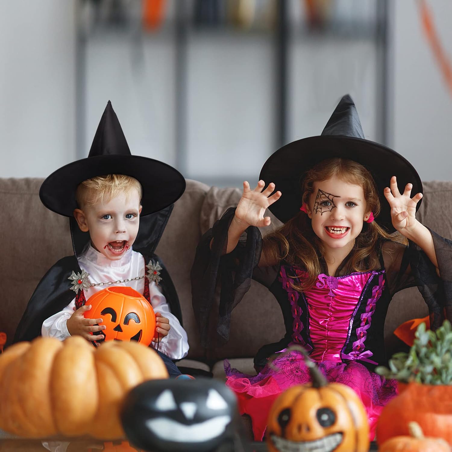 8 sombreros de bruja, decoraciones de sombreros de bruja de Halloween, disfraz de Halloween y sombrero de bruja de cosplay, regalos de fiesta para