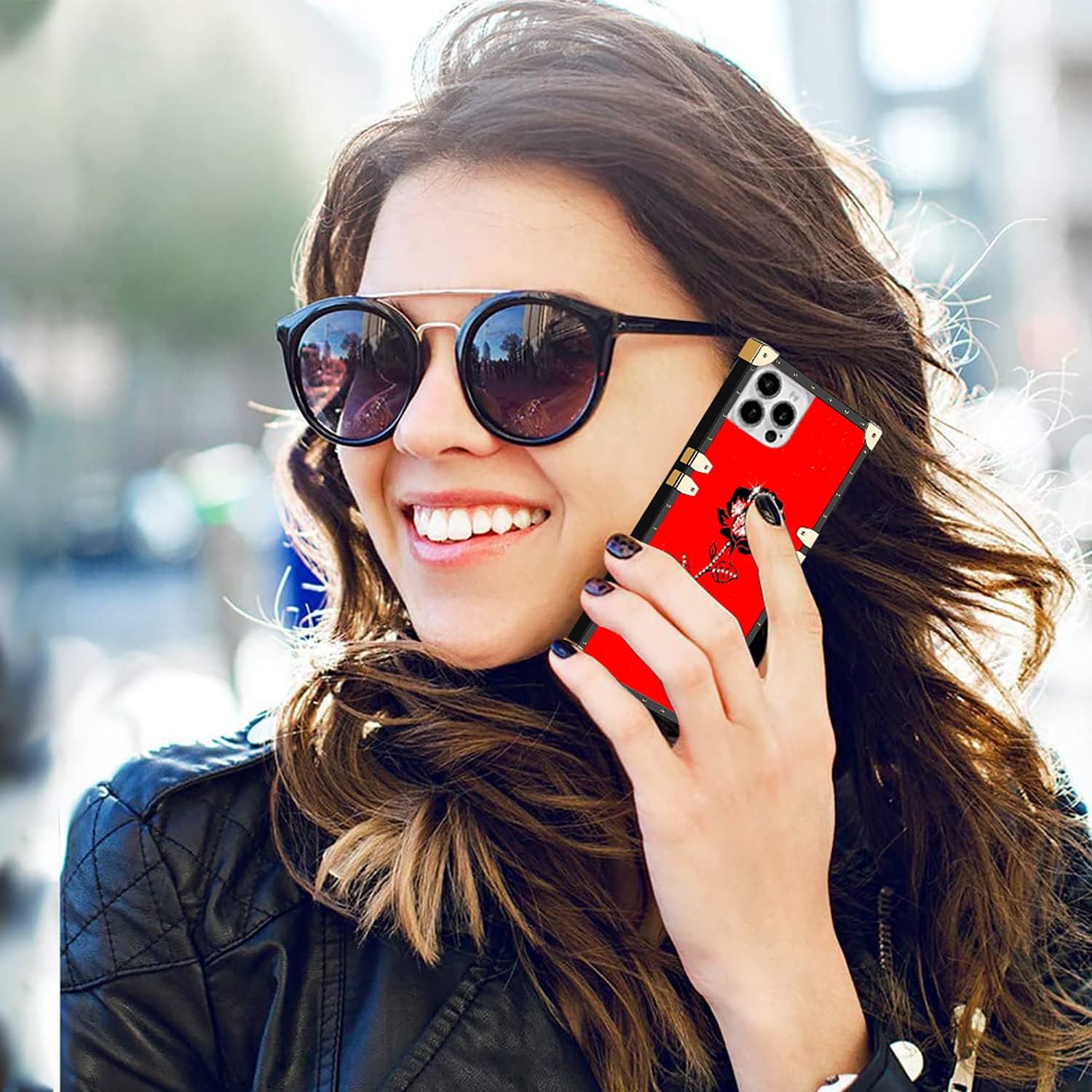 Funda protectora cuadrada retro con purpurina compatible con Samsung Galaxy A13 4G, funda protectora con borde de metal TPU suave para niñas y
