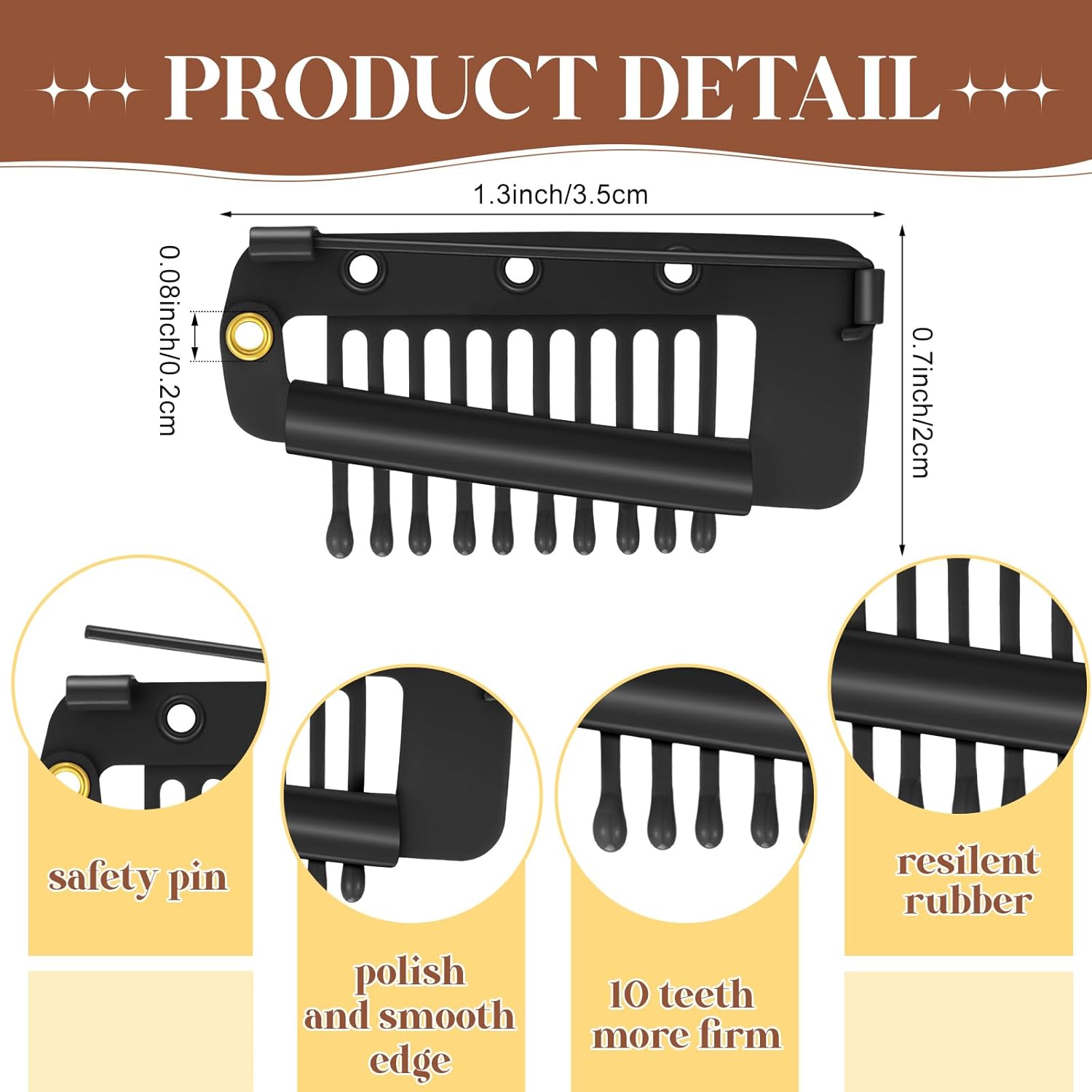 20 clips Chunni con pasadores de seguridad, 10 dientes, clips de peluca, clip de agarre Dupatta fuerte, clips de ajuste de cabello planos para