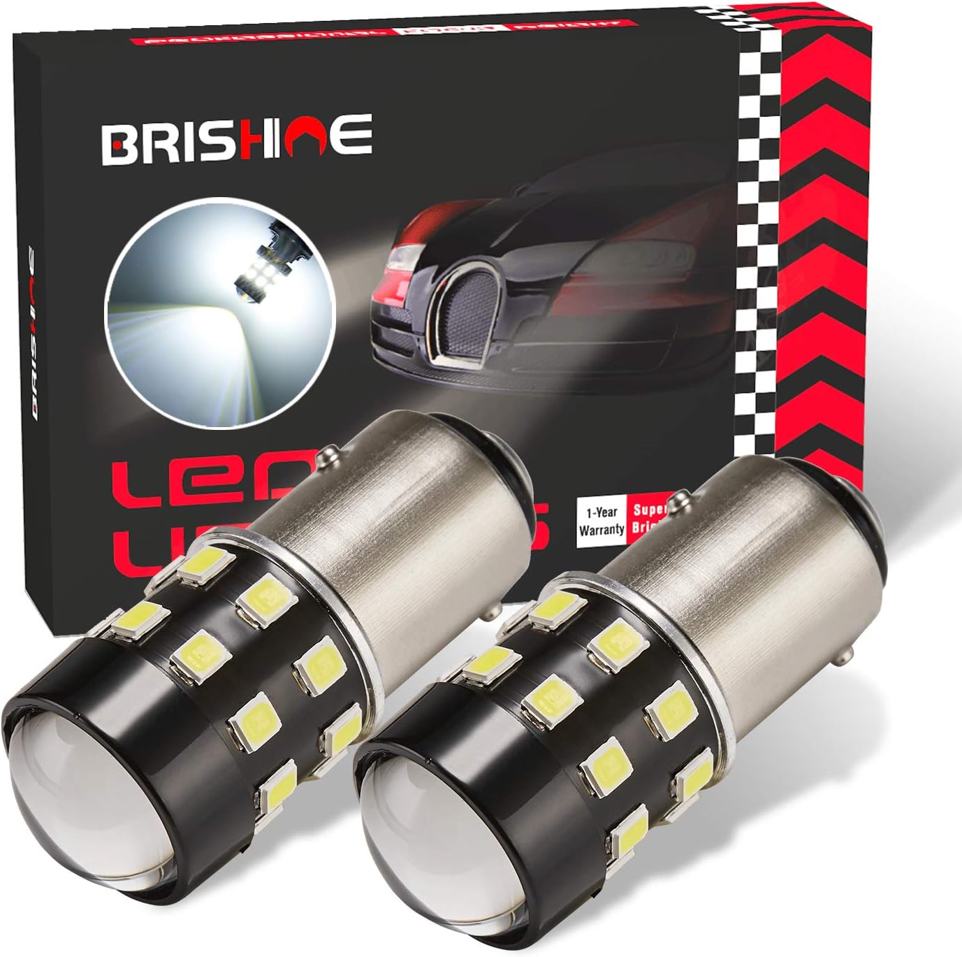 Bombillas LED BAY15D superbrillantes 1157 2057 2357 7528 BAY15D 6000K xenón blanco 24-SMD LED chipsets con proyector para luces de marcha atrás de