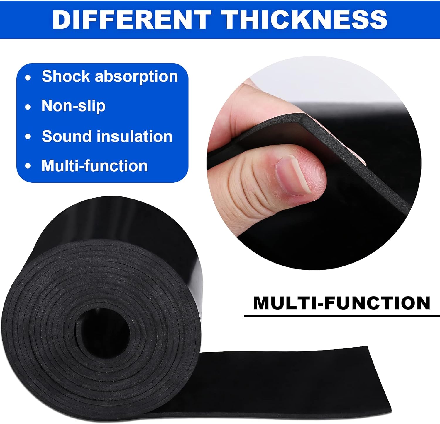Tiras de goma de neopreno, rollos de goma sólida para juntas de material de bricolaje, soportes, nivelación, sellado, parachoques, protección,