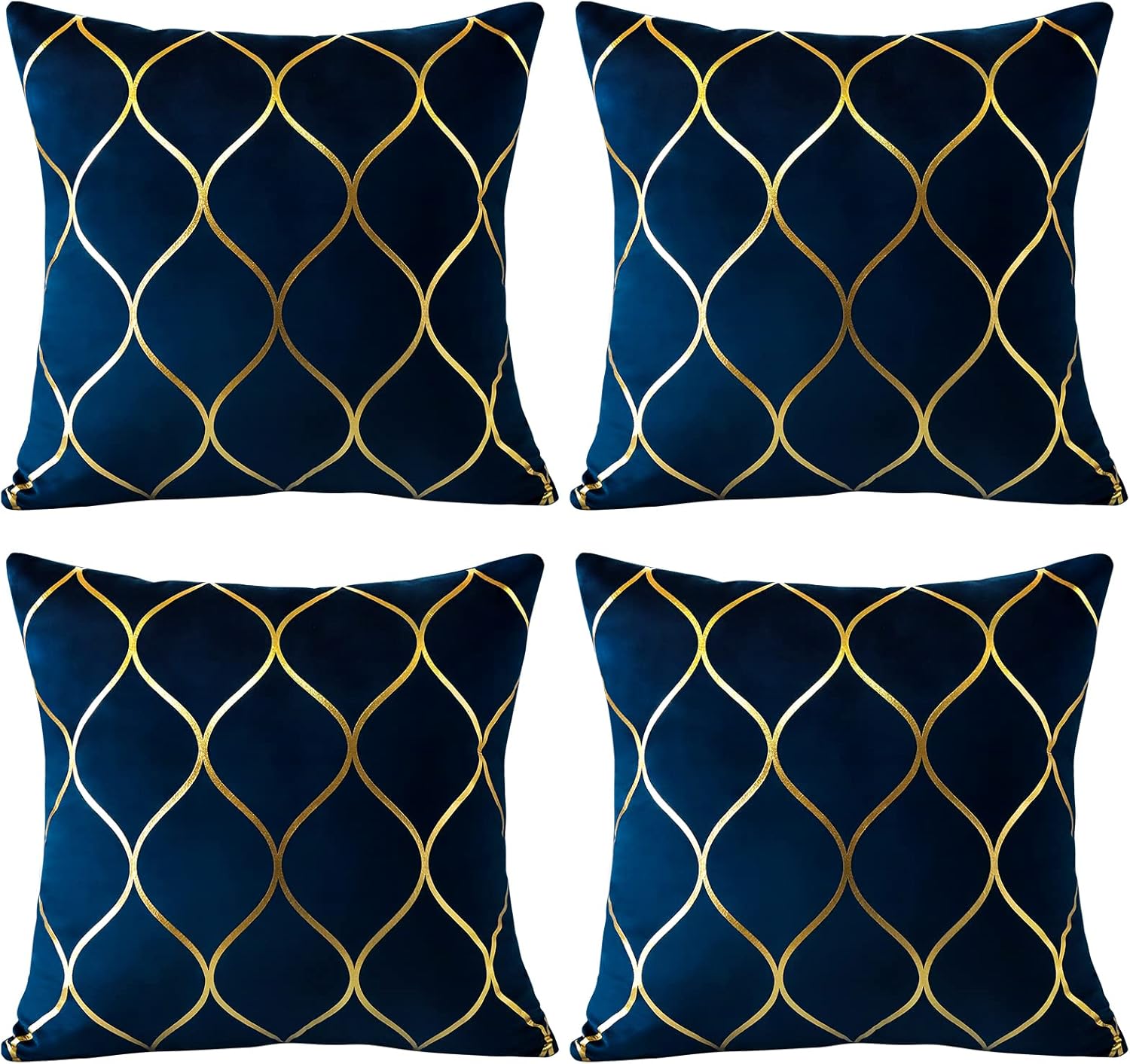 OTOSTAR Juego de 4 fundas de almohada decorativas doradas de 18 x 18 pulgadas, fundas de almohada cuadradas de terciopelo suave, fundas de cojín