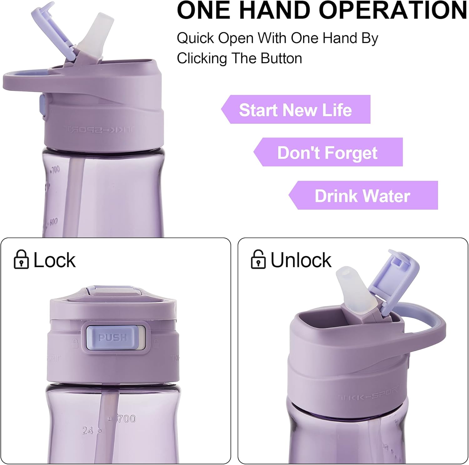 Botellas de agua deportivas para niños con popote para la escuela, 2027 onzas, Tritan sin BPA, a prueba de fugas, botellas para niños con tapa de