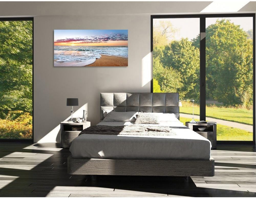 TutuBeer 1 panel, decoración de playa para el hogar, decoración de playa, amanecer de playa blanca con cielo azul profundo, imágenes de playa de la