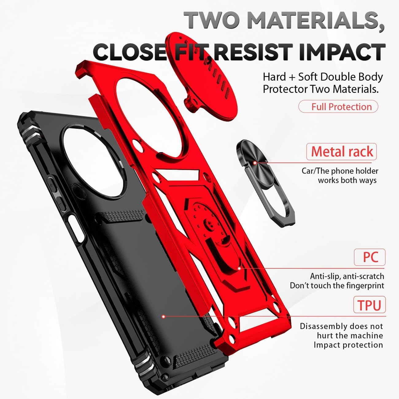 Funda para Honor X9 4GHonor Magic4 Lite Any-LX1 con protector de pantalla de vidrio templado y cubierta para cámara deslizante, anillo magnético