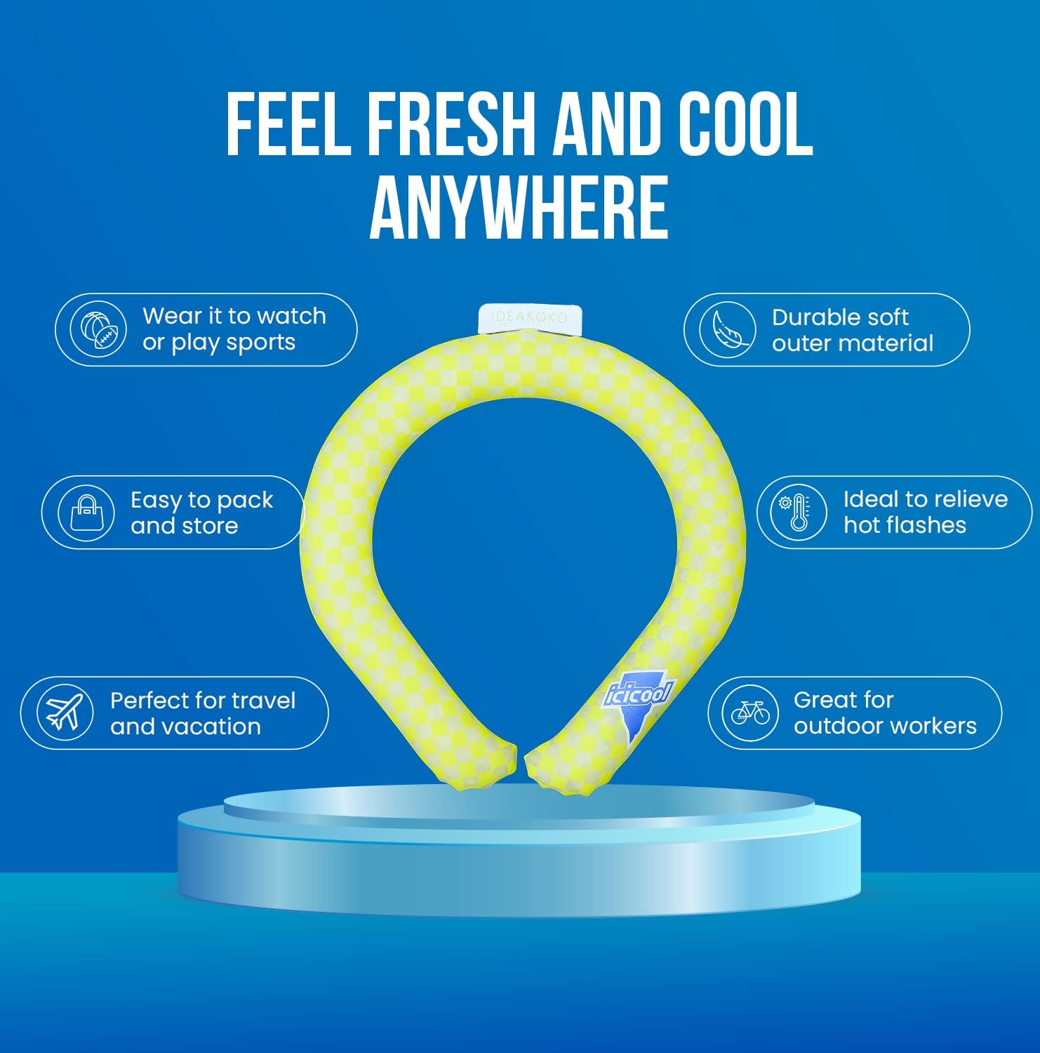icicool Neckband – Envoltura de cuello refrescante para climas cálidos, construcción, caminar y mucho más. Se congela a temperatura ambiente. Sin